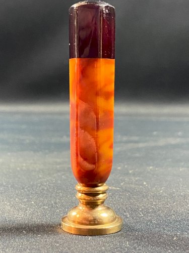 Cachet vierge sceau en agate couleur ambre et onyx