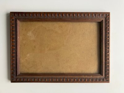 cadre ancien à ogives avec vitre pour dessin gravure photo feuillure 27x18 cm