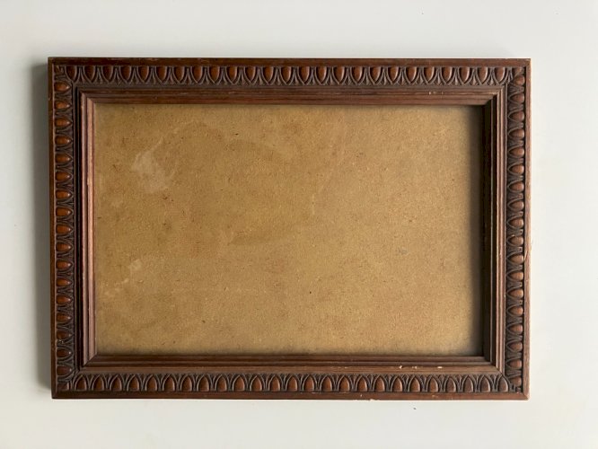 cadre ancien à ogives avec vitre pour dessin gravure photo feuillure 27x18 cm