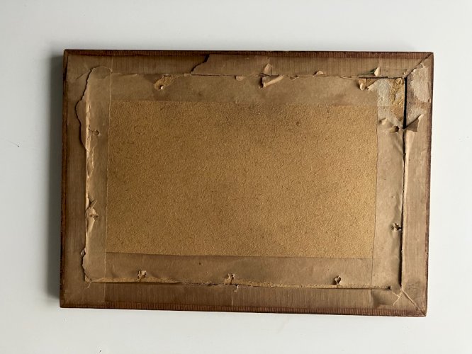 cadre ancien à ogives avec vitre pour dessin gravure photo feuillure 27x18 cm