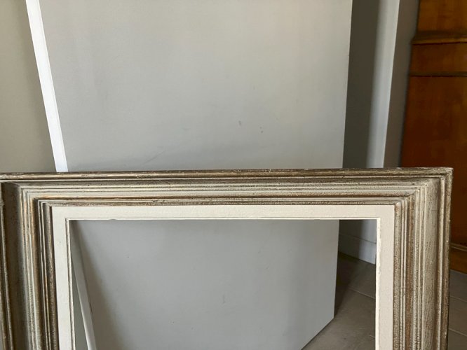 cadre ancien montparnasse bois patine format 15M feuillure 65x46 cm