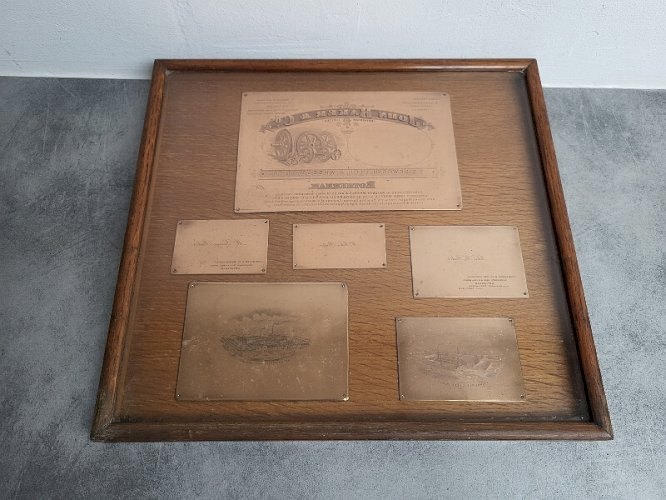 CADRE AVEC 6 PLAQUES D'IMPRIMERIE ANCIENNE JOHN BAKER ROTHERHAM