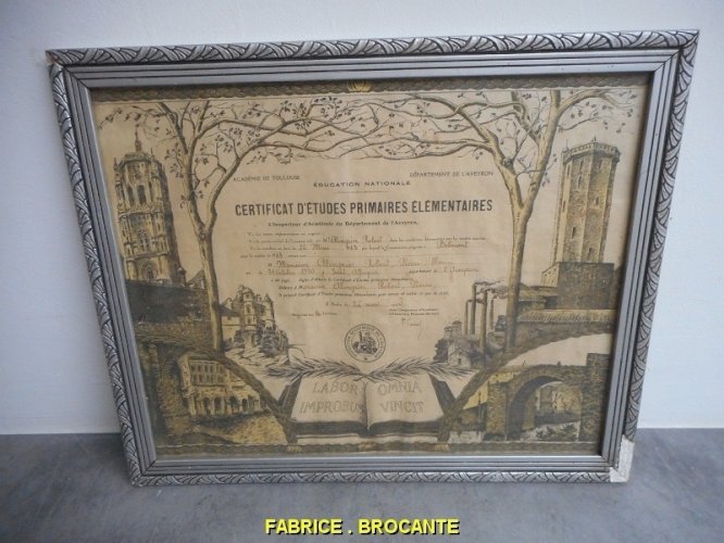 CADRE D'ETUDES PRIMAIRES ELEMENTAIRES 1943