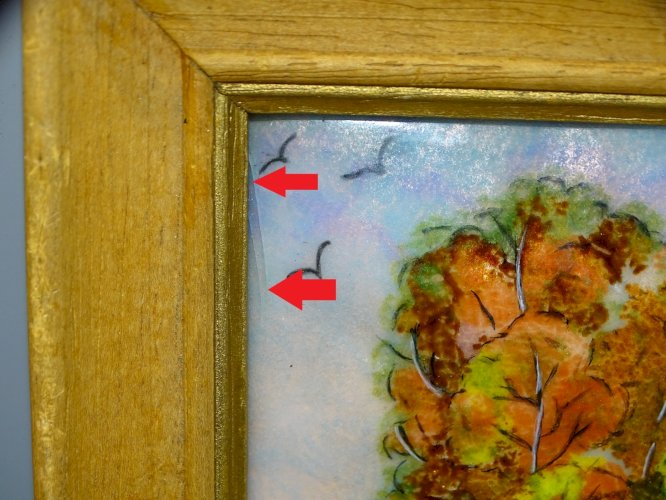 -CADRE EMAIL signé M ARBRES AU BORD D'UN CHEMIN ENCADRE CADRE BOIS   D