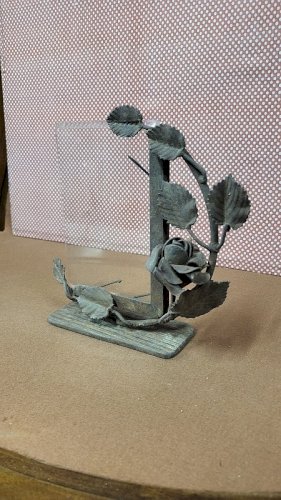 CADRE EN FER FORGE ET VERRE ART DECO