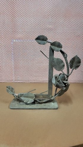 CADRE EN FER FORGE ET VERRE ART DECO