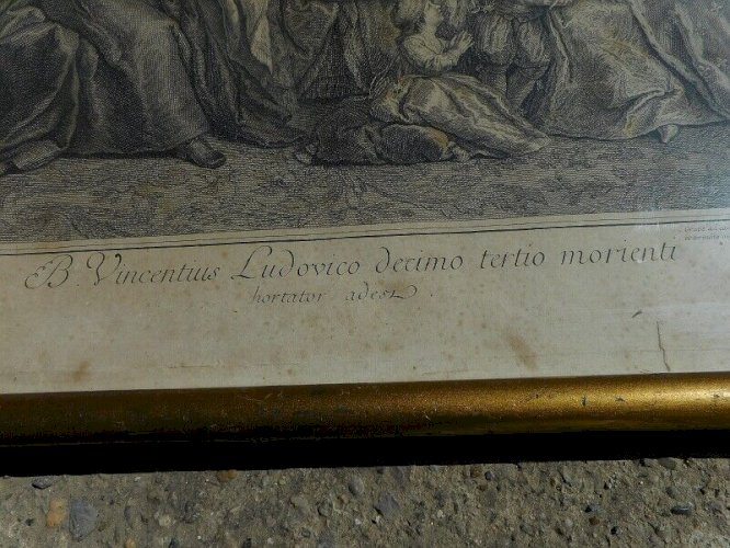 CADRE GRAVURE B VINCENTIUS LUDOVICO DECIMO TERTIO MORIENTI