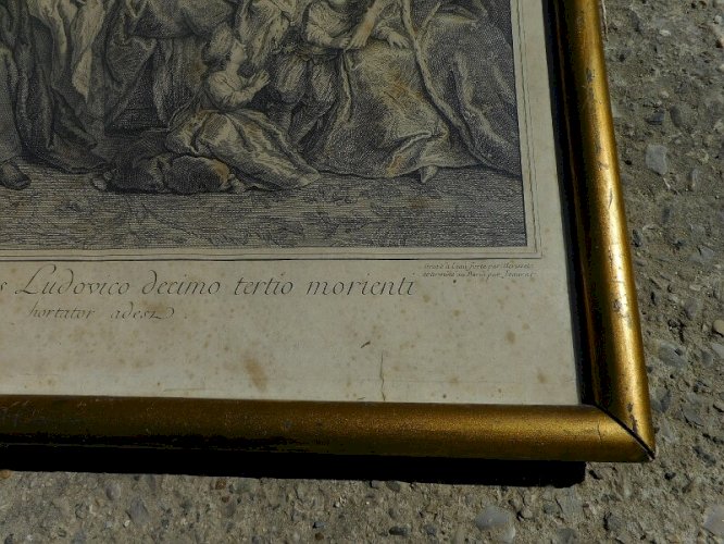 CADRE GRAVURE B VINCENTIUS LUDOVICO DECIMO TERTIO MORIENTI