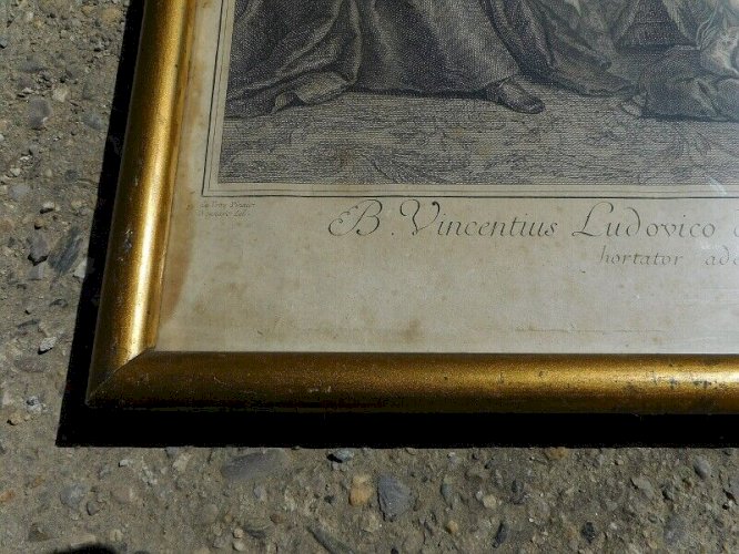 CADRE GRAVURE B VINCENTIUS LUDOVICO DECIMO TERTIO MORIENTI