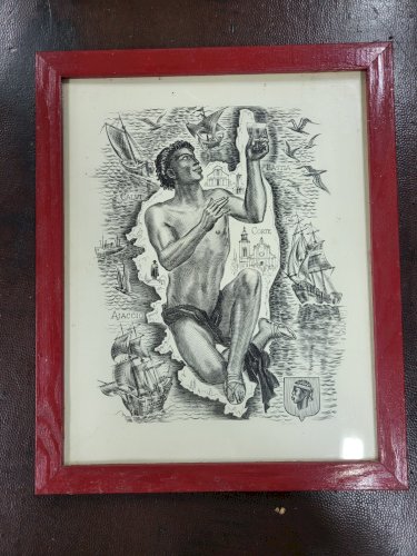 CADRE GRAVURE DECARIS ALBERT "LES VINS DE CORSE"