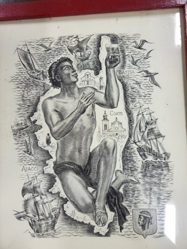 CADRE GRAVURE DECARIS ALBERT "LES VINS DE CORSE"