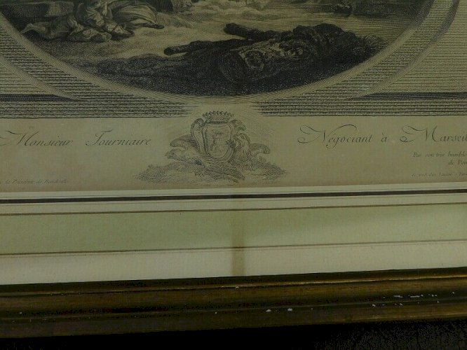 CADRE GRAVURE DEDIEE A MR FOURNIAIRE NEGOCIANT A MARSEILLE DU XIX ème SIECLE