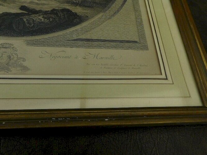 CADRE GRAVURE DEDIEE A MR FOURNIAIRE NEGOCIANT A MARSEILLE DU XIX ème SIECLE