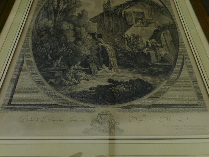 CADRE GRAVURE DEDIEE A MR FOURNIAIRE NEGOCIANT A MARSEILLE DU XIX ème SIECLE