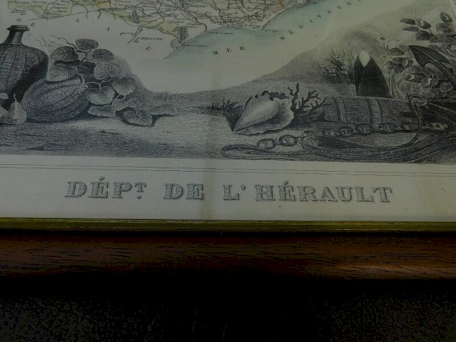 CADRE GRAVURE DEPARTEMENT DE L'HERAULT CARTE