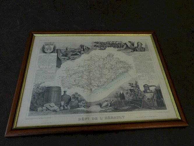 CADRE GRAVURE DEPARTEMENT DE L'HERAULT CARTE