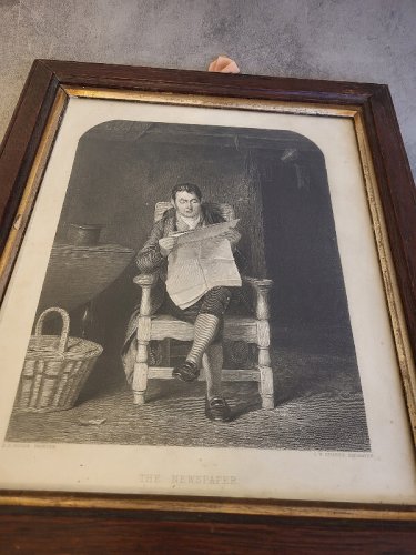 CADRE GRAVURE DU XIX ème SIECLE NEWS PAPER CW SHARPE ENGRAYER