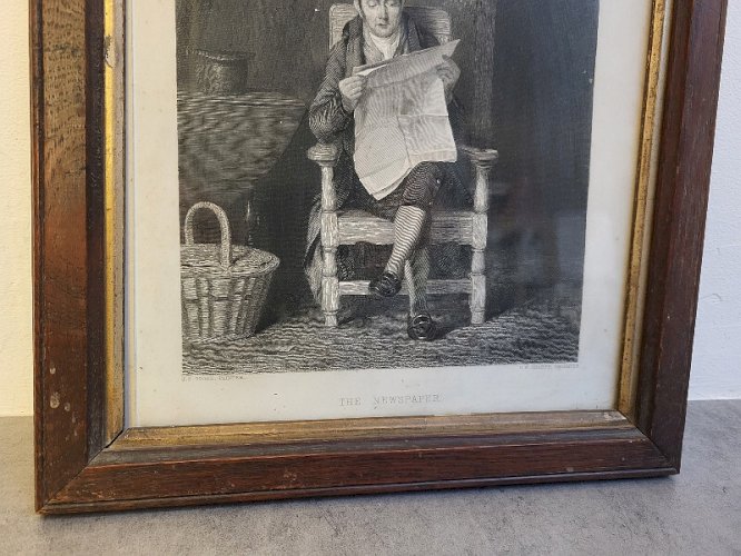 CADRE GRAVURE DU XIX ème SIECLE NEWS PAPER CW SHARPE ENGRAYER