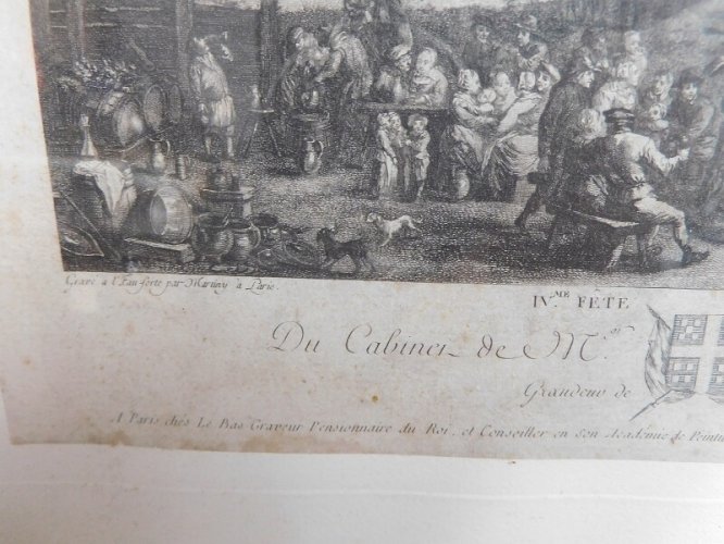 CADRE GRAVURE IVème FETE DE VILLAGE LE DUC DE PRASLIN DU XIX ème SIECLE N° 6