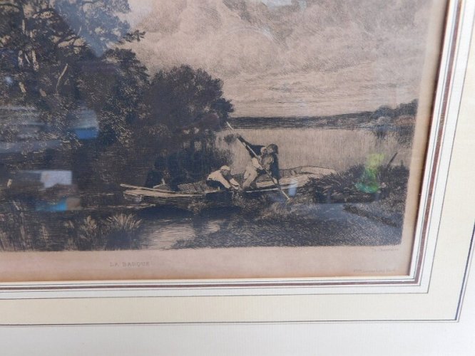 CADRE GRAVURE LA BARQUE DU XIX ème SIECLE N° 5