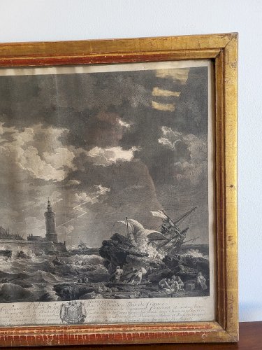 CADRE GRAVURE LA TEMPETE DEDIE A MONSEIGNEUR MICHEL FERDINANT D'ALBERT D'ALLY