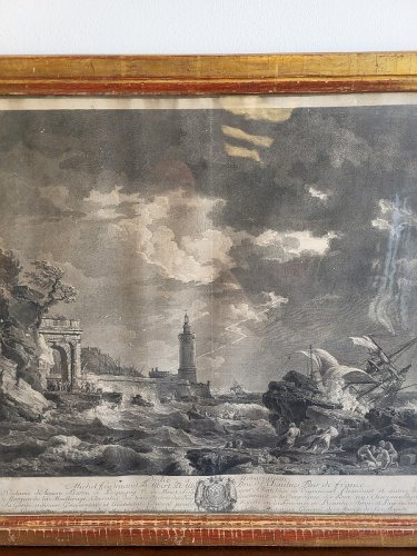 CADRE GRAVURE LA TEMPETE DEDIE A MONSEIGNEUR MICHEL FERDINANT D'ALBERT D'ALLY