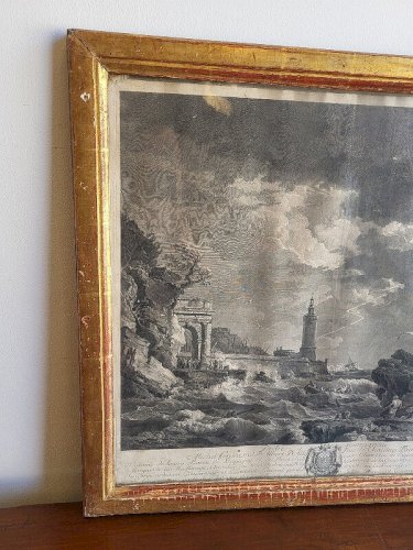 CADRE GRAVURE LA TEMPETE DEDIE A MONSEIGNEUR MICHEL FERDINANT D'ALBERT D'ALLY