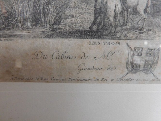 CADRE GRAVURE LES TROIS MOULINS LE DUC DE PRASLIN DU XIX ème SIECLE N° 5