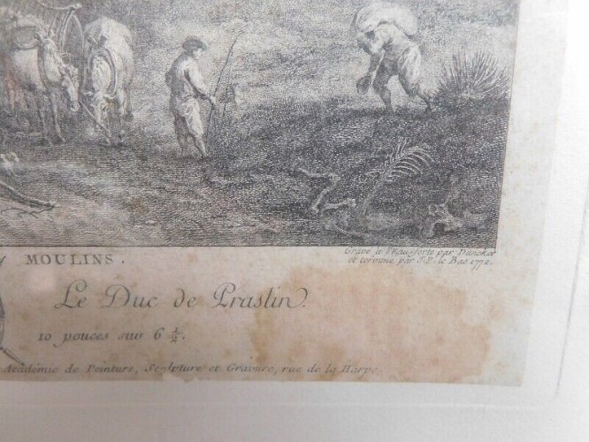 CADRE GRAVURE LES TROIS MOULINS LE DUC DE PRASLIN DU XIX ème SIECLE N° 5