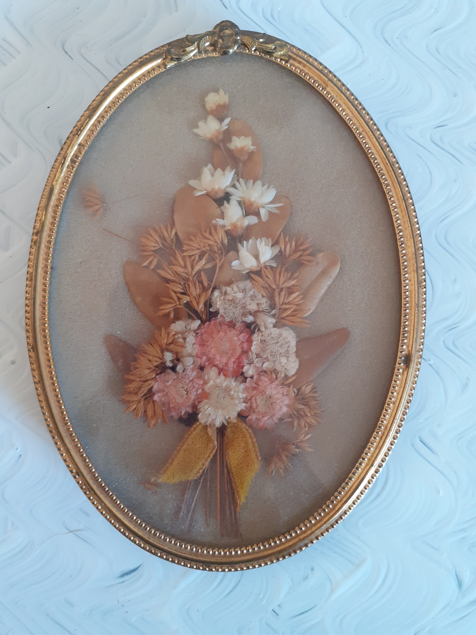 Petit Cadre Médaillon Fleurs Séchées - Déco Murale Vintage