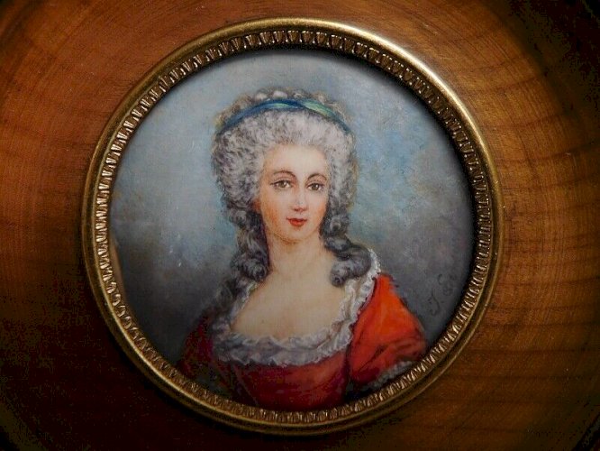 CADRE MINIATURE MADAME DE MONTESSON SIGNE ET SUR SUPPORT PRECIEUX N°20