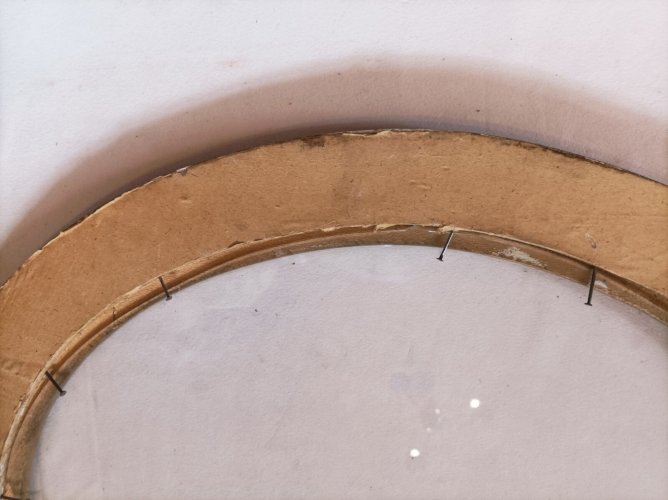 Cadre ovale en bois laqué et doré + vitre - Art déco - feuillure 39,8 x 29,8 cm