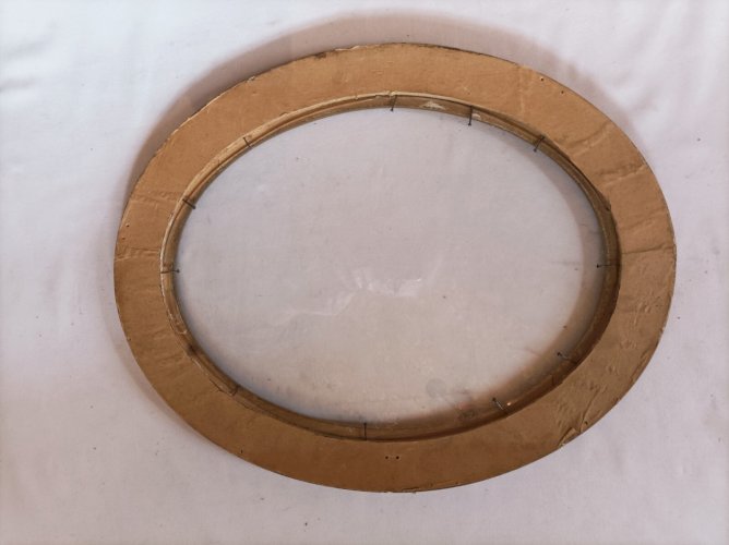 Cadre ovale en bois laqué et doré + vitre - Art déco - feuillure 39,8 x 29,8 cm