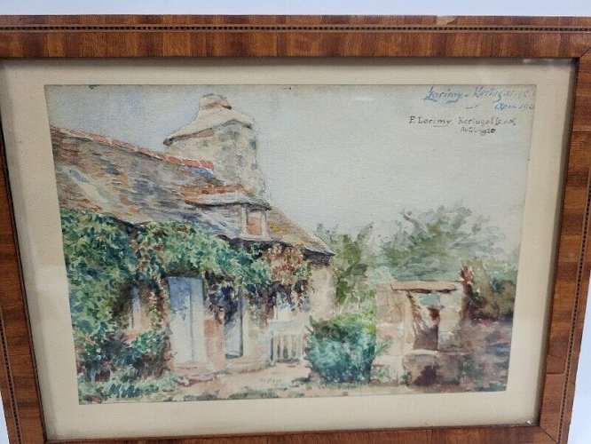 CADRE PEINTURE AQUARELLE P. LORIMY KERTUGALFE DN.J AOUT 1920