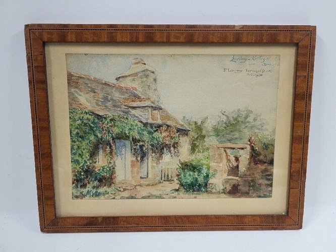 CADRE PEINTURE AQUARELLE P. LORIMY KERTUGALFE DN.J AOUT 1920