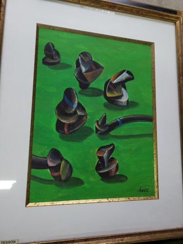 CADRE PEINTURE TABLEAU SUR PAPIER DE GERARD TESSON