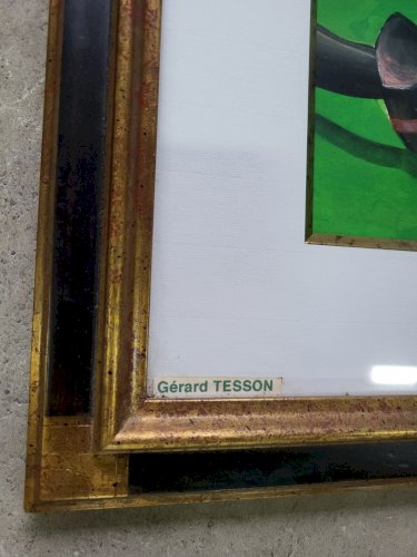 CADRE PEINTURE TABLEAU SUR PAPIER DE GERARD TESSON