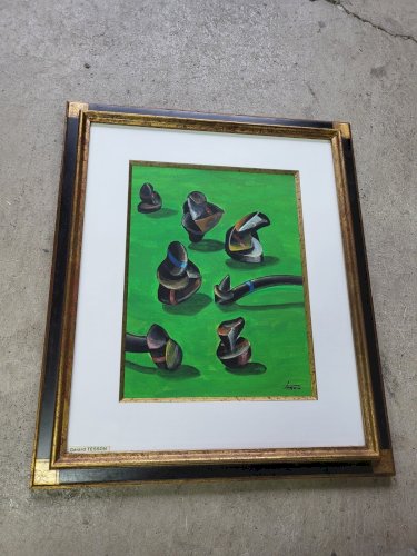 CADRE PEINTURE TABLEAU SUR PAPIER DE GERARD TESSON