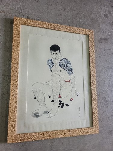 CADRE PHOTOLITHOGRAPHIE SIGNE GO MISHIMA N° 1