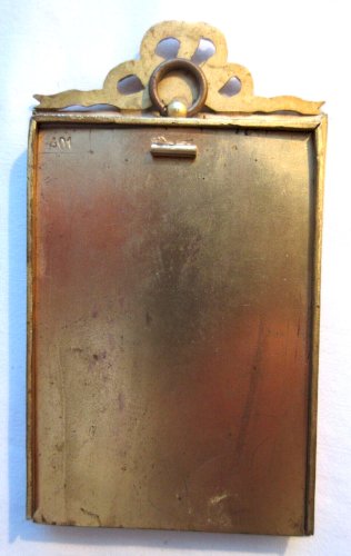 Cadre porte-photo 1900 bronze doré, Noeud Louis XVI, Armature finement ciselée