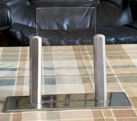 Cadre porte photos art déco moderniste 1930's en métal chromé