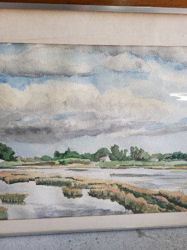 CADRE TABLEAU AQUARELLE SIGNE MJ TORCHET 1976
