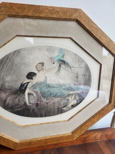 CADRE TABLEAU GRAVURE DE E. NAUDY ART DECO
