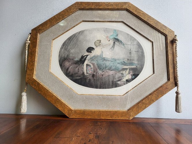 CADRE TABLEAU GRAVURE DE E. NAUDY ART DECO