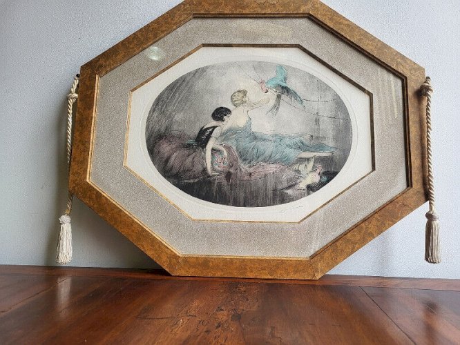 CADRE TABLEAU GRAVURE DE E. NAUDY ART DECO