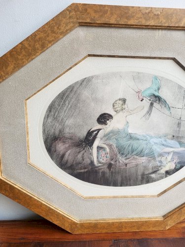 CADRE TABLEAU GRAVURE DE E. NAUDY ART DECO