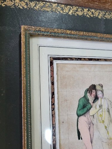 CADRE TABLEAU GRAVURE EAU FORTE COLORE CARICATURES PARISIENNES