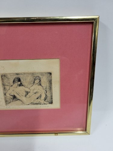 CADRE TABLEAU GRAVURE EROTIQUE SIGNE ORENGO