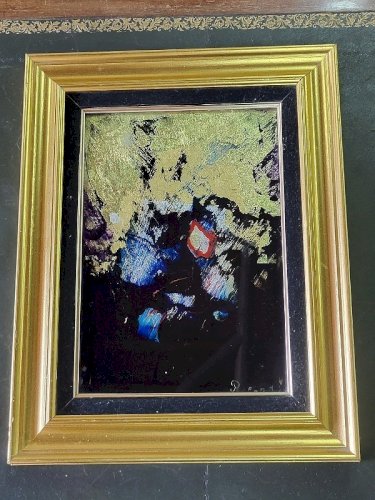 CADRE TABLEAU LAQUE SUR FEUILLE D'OR D'ARGENT ET CUIVRE DE PAUL LOUIS REBORA