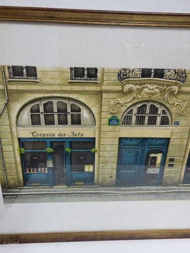 CADRE TABLEAU LITHOGRAPHIE CREPERIE DES ARTS LES CAVES DU BAILLOT BORDELAIS